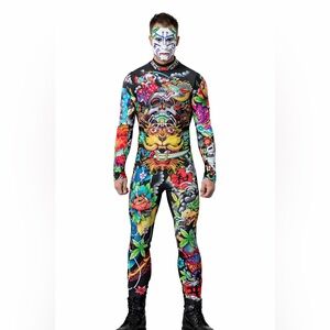 Dirty Town Clothing Japanese Oni Dragon Tattoo Jumpsuit XL Yakuza Print Costume